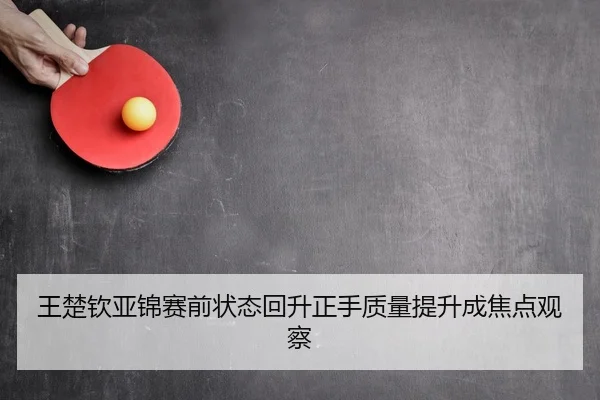王楚钦亚锦赛前状态回升正手质量提升成焦点观察